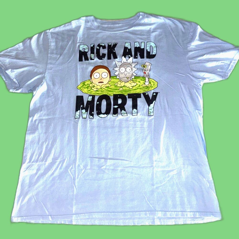 Rick and Morty Blue Graphic Shirt XL Adult Swim